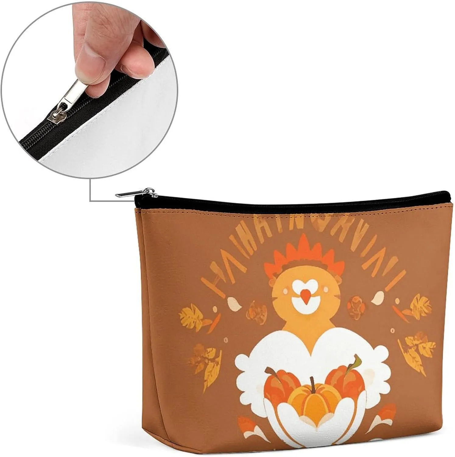 Portable Small Cosmetic Bag Cute Travel Makeup Bag Thanksgiving Day Waterproof Toiletry Bag for Women