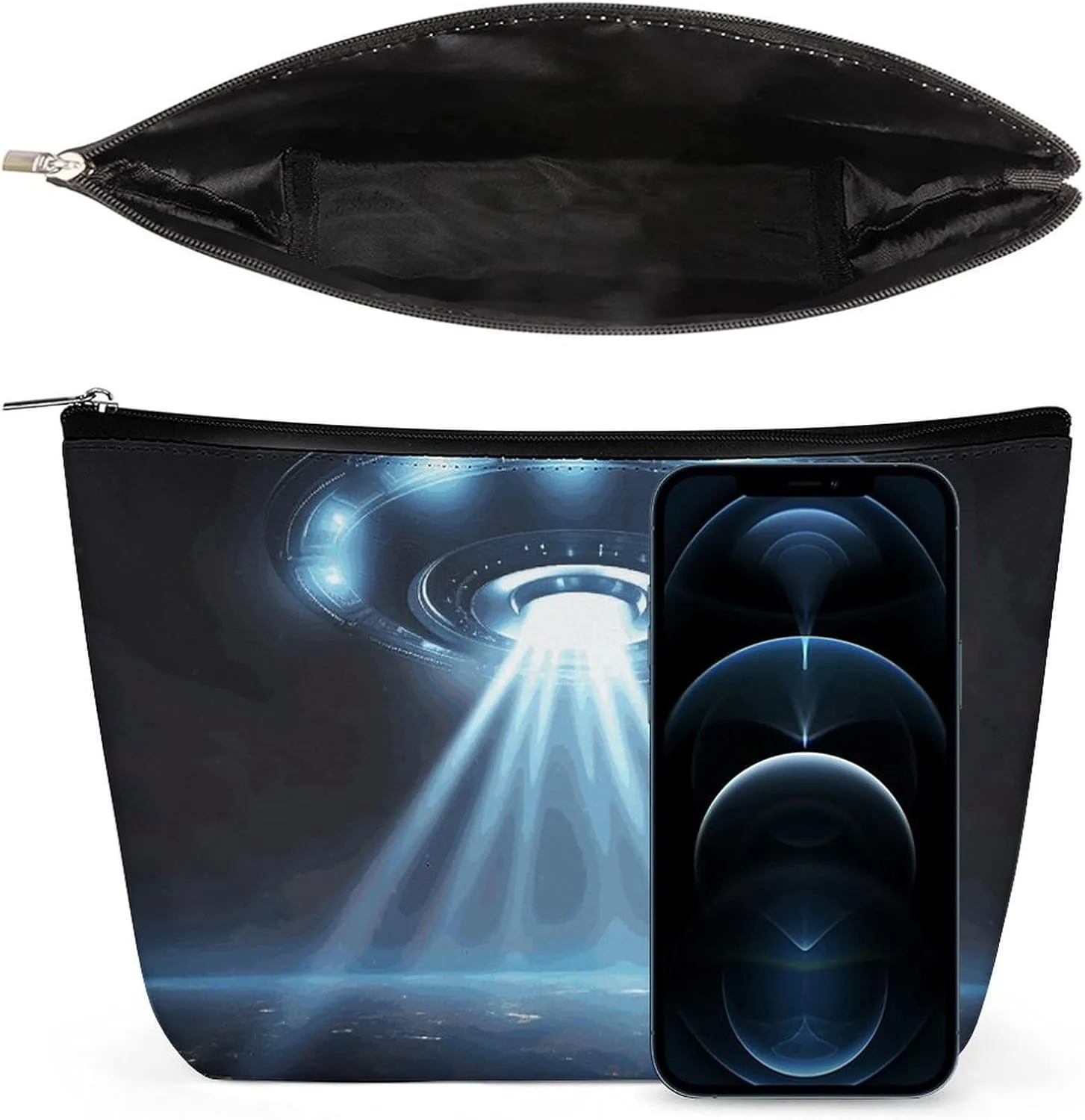 Portable Small Cosmetic Bag Cute Travel Makeup Bag UFO Spaceship Waterproof Toiletry Bag for Women