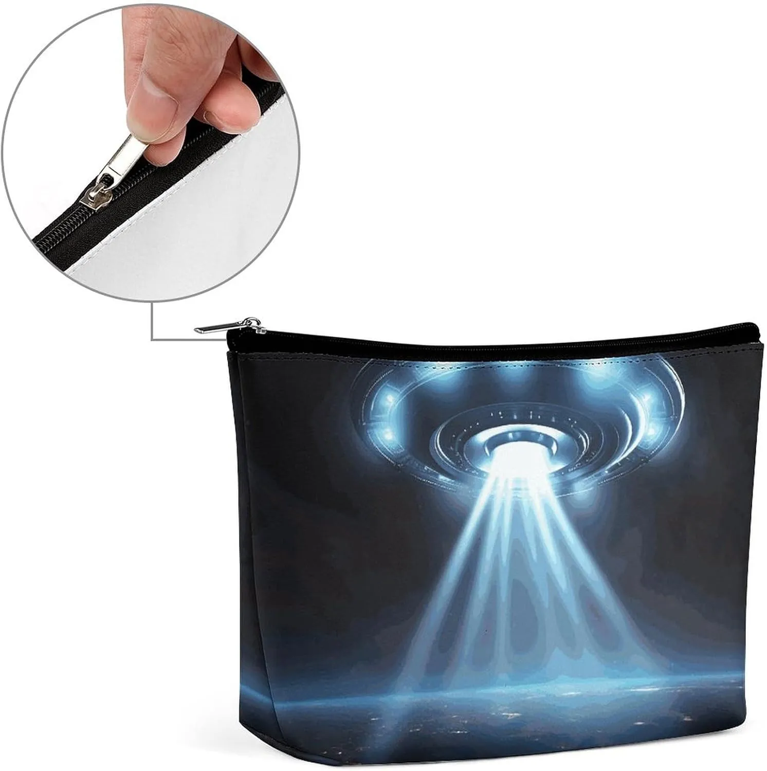 Portable Small Cosmetic Bag Cute Travel Makeup Bag UFO Spaceship Waterproof Toiletry Bag for Women