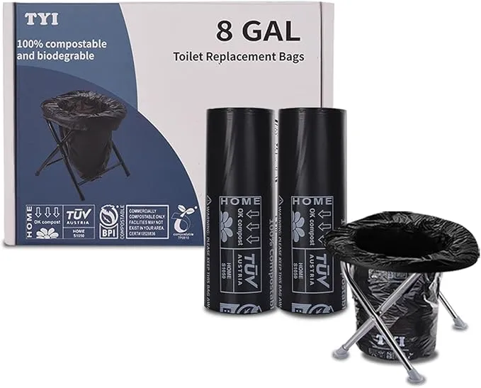 Portable Toilet Bags for Camping, 40 Count Toilet Replacement Bags, 8 Gallon, 30 Liter, 100% Biodegradeable for Use with 5 Gallon Bucket