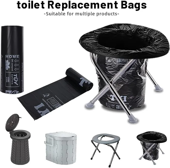 Portable Toilet Bags for Camping, 40 Count Toilet Replacement Bags, 8 Gallon, 30 Liter, 100% Biodegradeable for Use with 5 Gallon Bucket