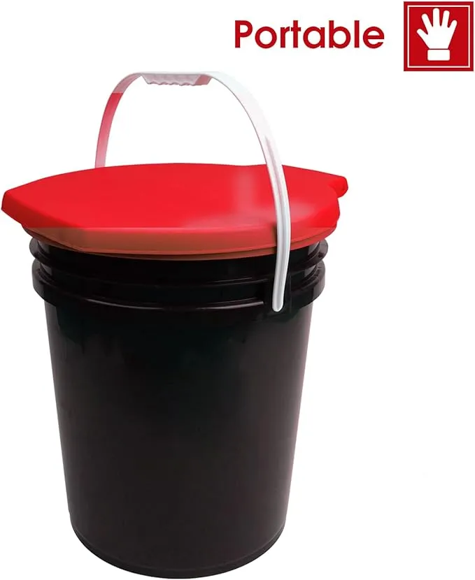 Portable Toilet Seat for 5 Gallon Bucket Emergency Outdoor Camping Snap on Luggable Loo Toilet Cover for Adults and Kids Red