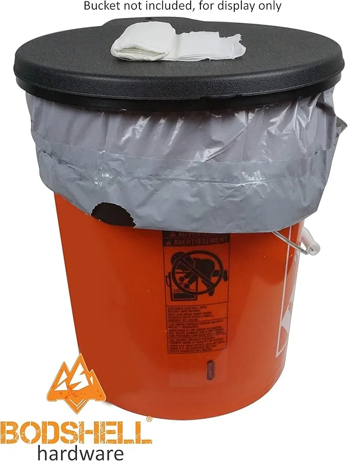 Portable Toilet Seat Lid Bundle with (3) Restop2 Disposable Toilet Bags - for Emergencies and Camping, fits 5 Gallon Bucket (Lid and 3 Restop2 Bags)