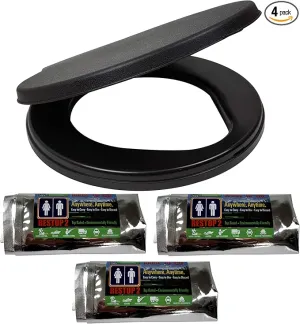 Portable Toilet Seat Lid Bundle with (3) Restop2 Disposable Toilet Bags - for Emergencies and Camping, fits 5 Gallon Bucket (Lid and 3 Restop2 Bags)