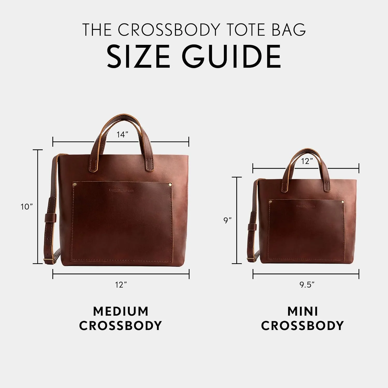 Portland Leather Goods Medium Crossbody Tote for Women – Handmade from the Finest Full-Grain Hides