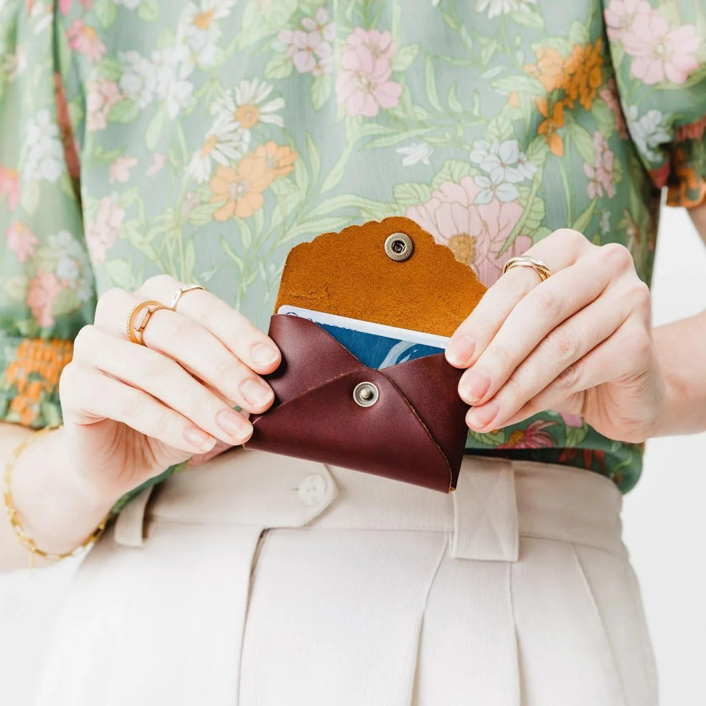 Portland Leather Goods Mini Daisy Wallet for Women – Handmade from the Finest Full-Grain Hides – Features Envelope Design with Snap Closure – Cognac