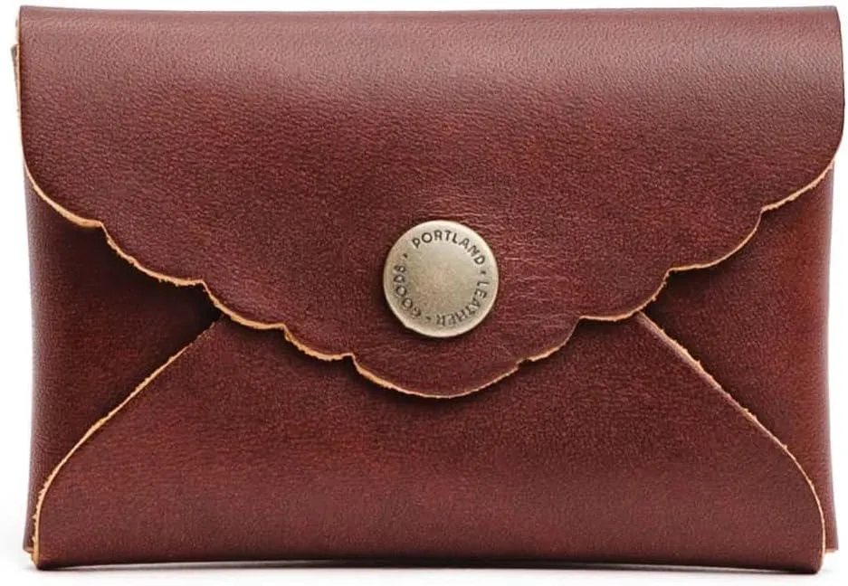 Portland Leather Goods Mini Daisy Wallet for Women – Handmade from the Finest Full-Grain Hides – Features Envelope Design with Snap Closure – Cognac