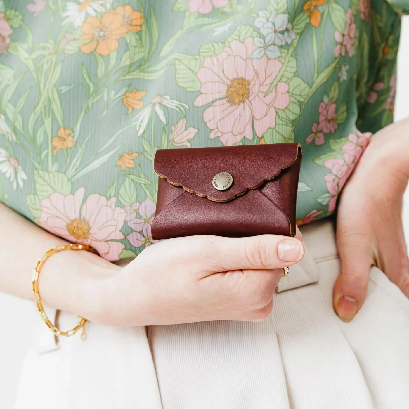 Portland Leather Goods Mini Daisy Wallet for Women – Handmade from the Finest Full-Grain Hides – Features Envelope Design with Snap Closure – Cognac