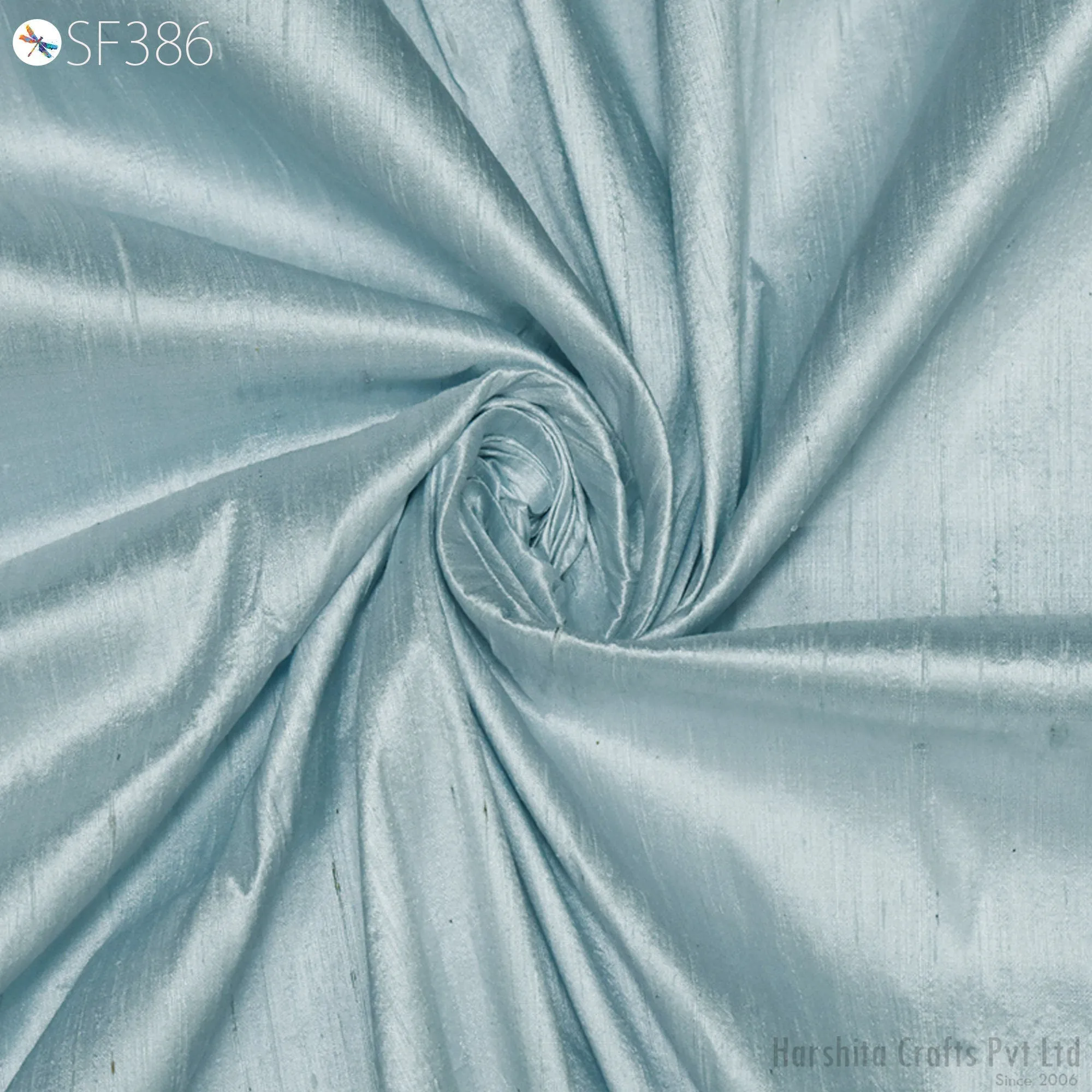 Powder Blue Pure Dupioni Fabric Shantung Raw Silk by the Yard Indian Bridal Wedding Dresses Pillowcases Drapery Curtains Costume Upholstery