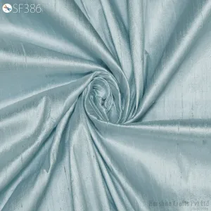 Powder Blue Pure Dupioni Fabric Shantung Raw Silk by the Yard Indian Bridal Wedding Dresses Pillowcases Drapery Curtains Costume Upholstery