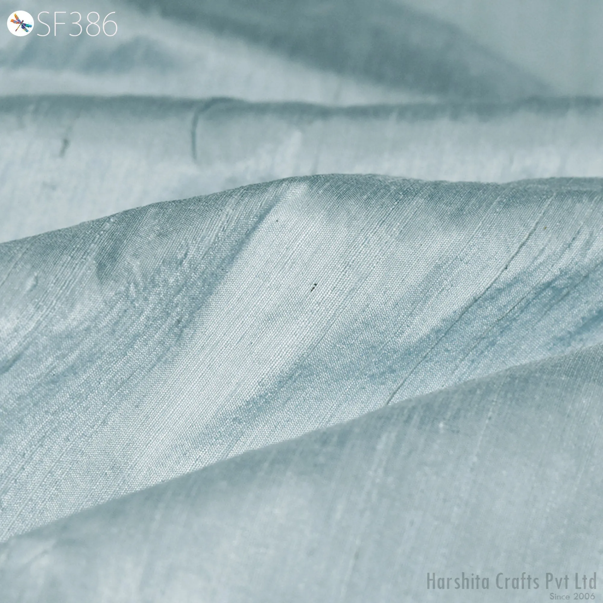 Powder Blue Pure Dupioni Fabric Shantung Raw Silk by the Yard Indian Bridal Wedding Dresses Pillowcases Drapery Curtains Costume Upholstery