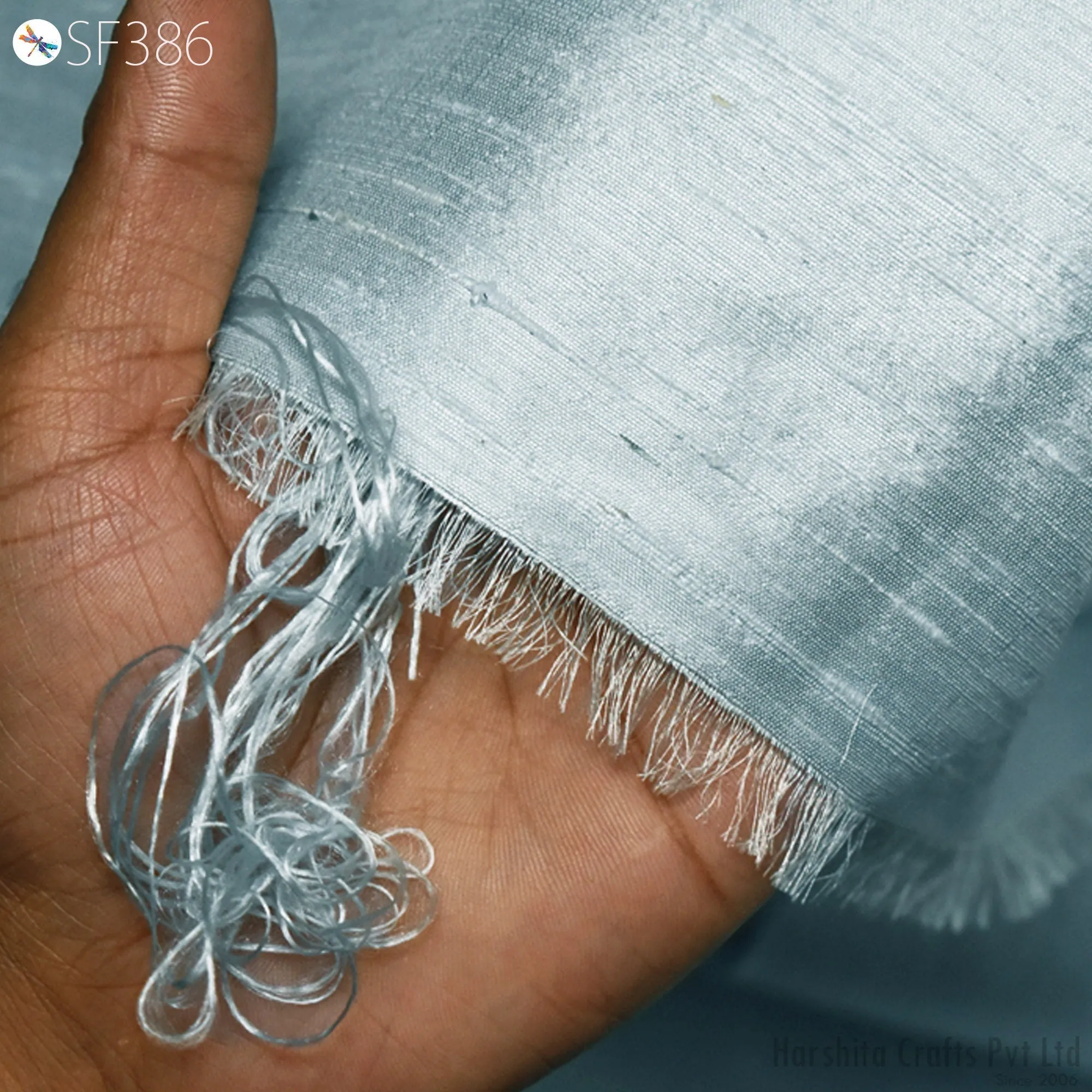 Powder Blue Pure Dupioni Fabric Shantung Raw Silk by the Yard Indian Bridal Wedding Dresses Pillowcases Drapery Curtains Costume Upholstery