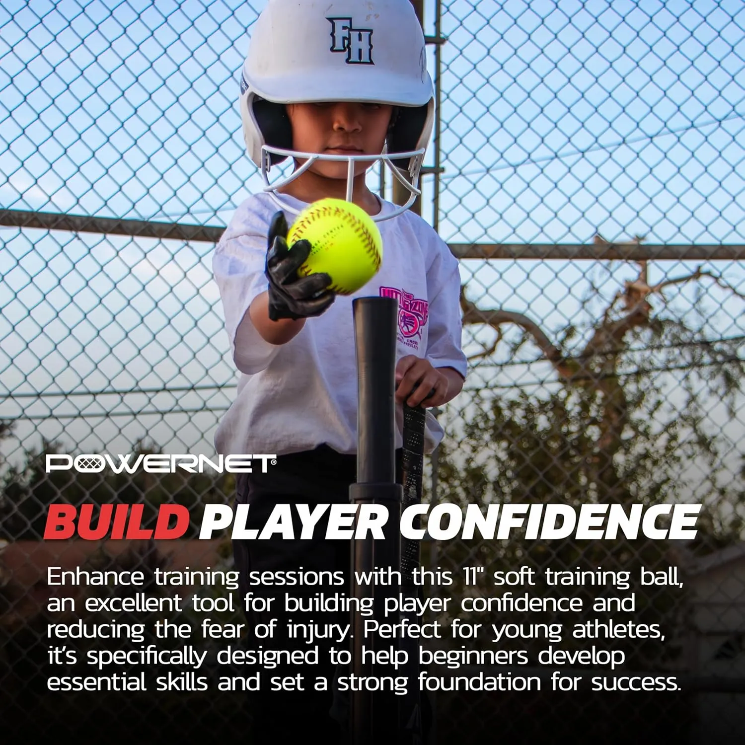 PowerNet Softball Batting Practice Equipment - Bucket of 11" & 12" Softballs, Weighted & Flexi Balls, Crushers