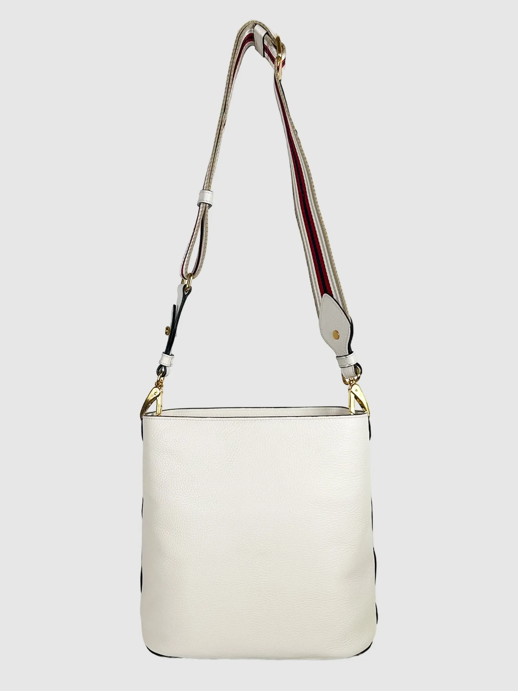 Prada Logo-Embossed Vitello Phenix Bucket Bag