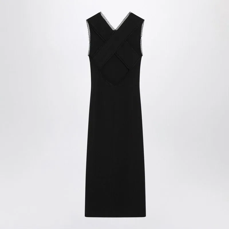 PRADA Sleeveless Midi Dress with Lace Details