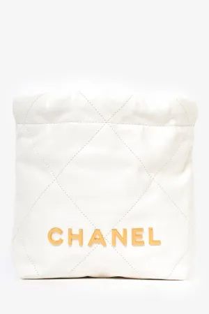 Pre-Loved Chanel™ 22 White Lambskin Mini Hobo