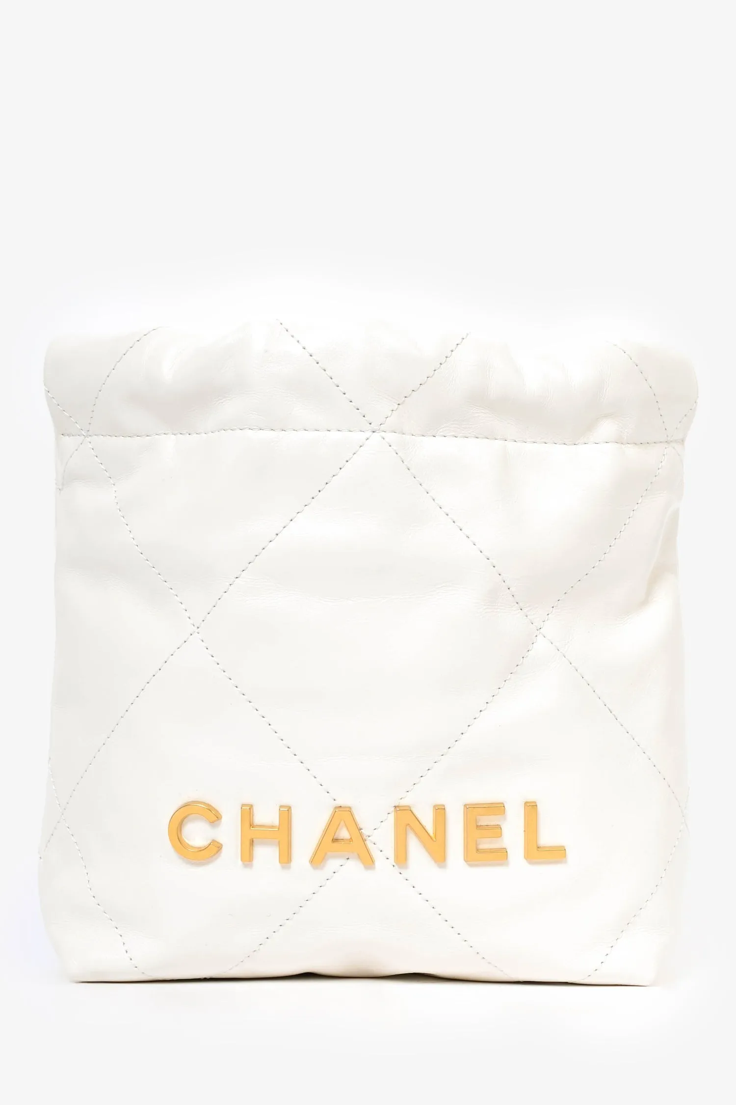 Pre-Loved Chanel™ 22 White Lambskin Mini Hobo