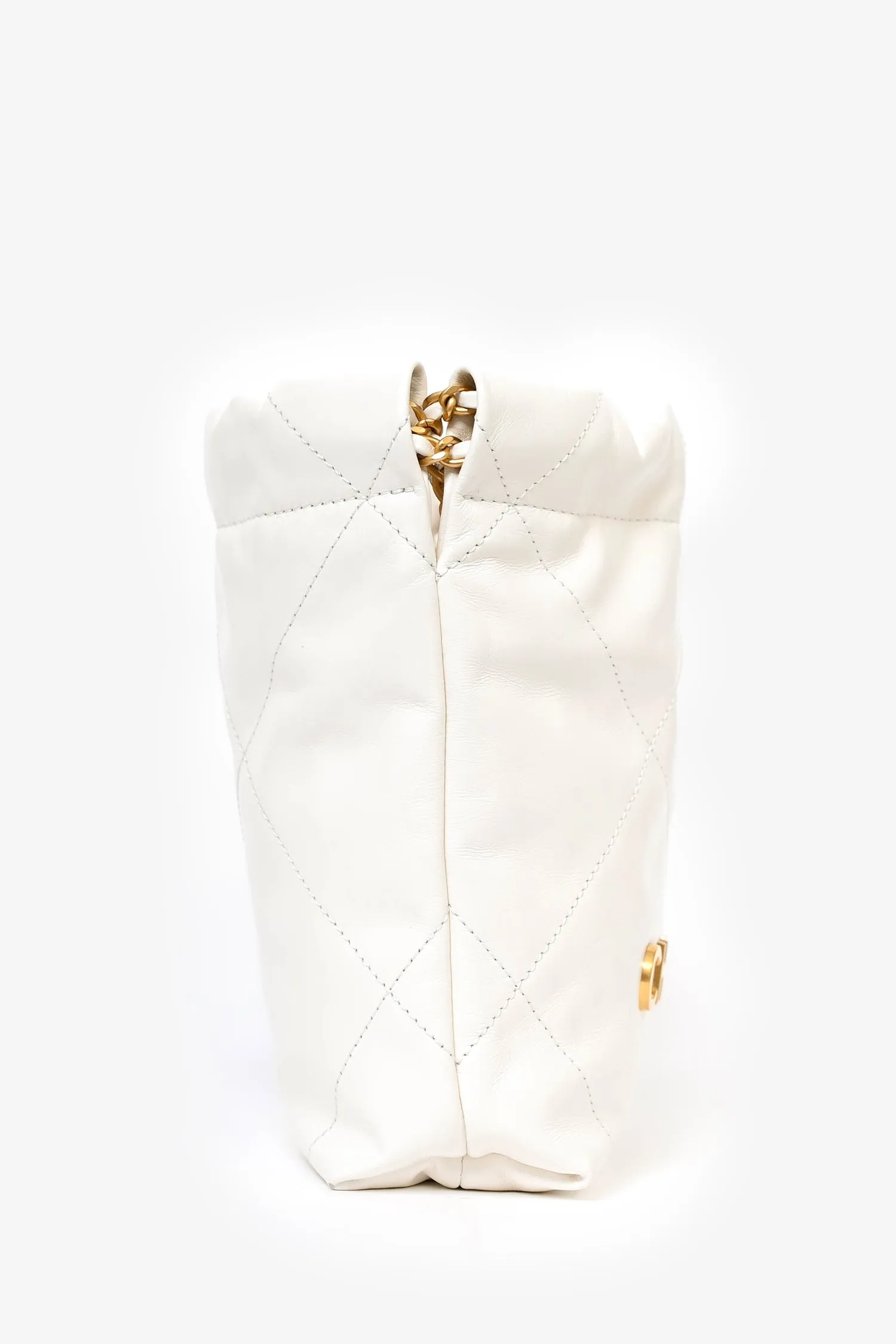 Pre-Loved Chanel™ 22 White Lambskin Mini Hobo