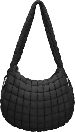 Puffer Tote Bag For Women Quilted Crossbody Bag, Lightweight Puffy Purse Large Hobo Puff Shoulder Handbags