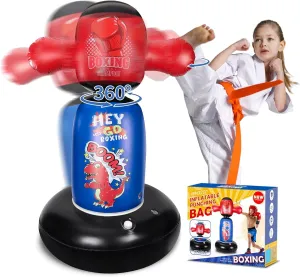 Punching Bag for Kids, Hyperzoo 360°Rotating Inflatable Kids Heavy Punching Bags, Freestanding Heavy Boxing Bag Toy Christmas Birthday Gift for Boys Girls 3-12 Karate, Taekwondo