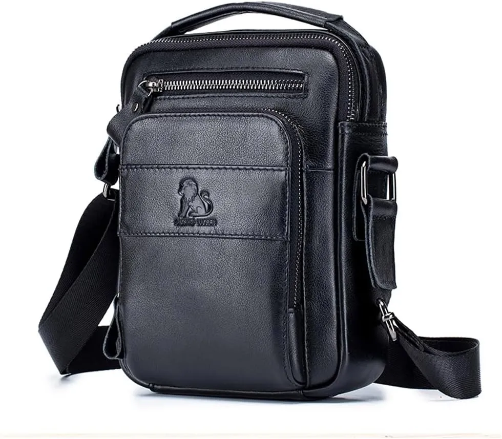 pundarika Men's Genuine Leather Shoulder Bag Messenger man bag CrossBody Handbag Briefcase Satchel Travel bag