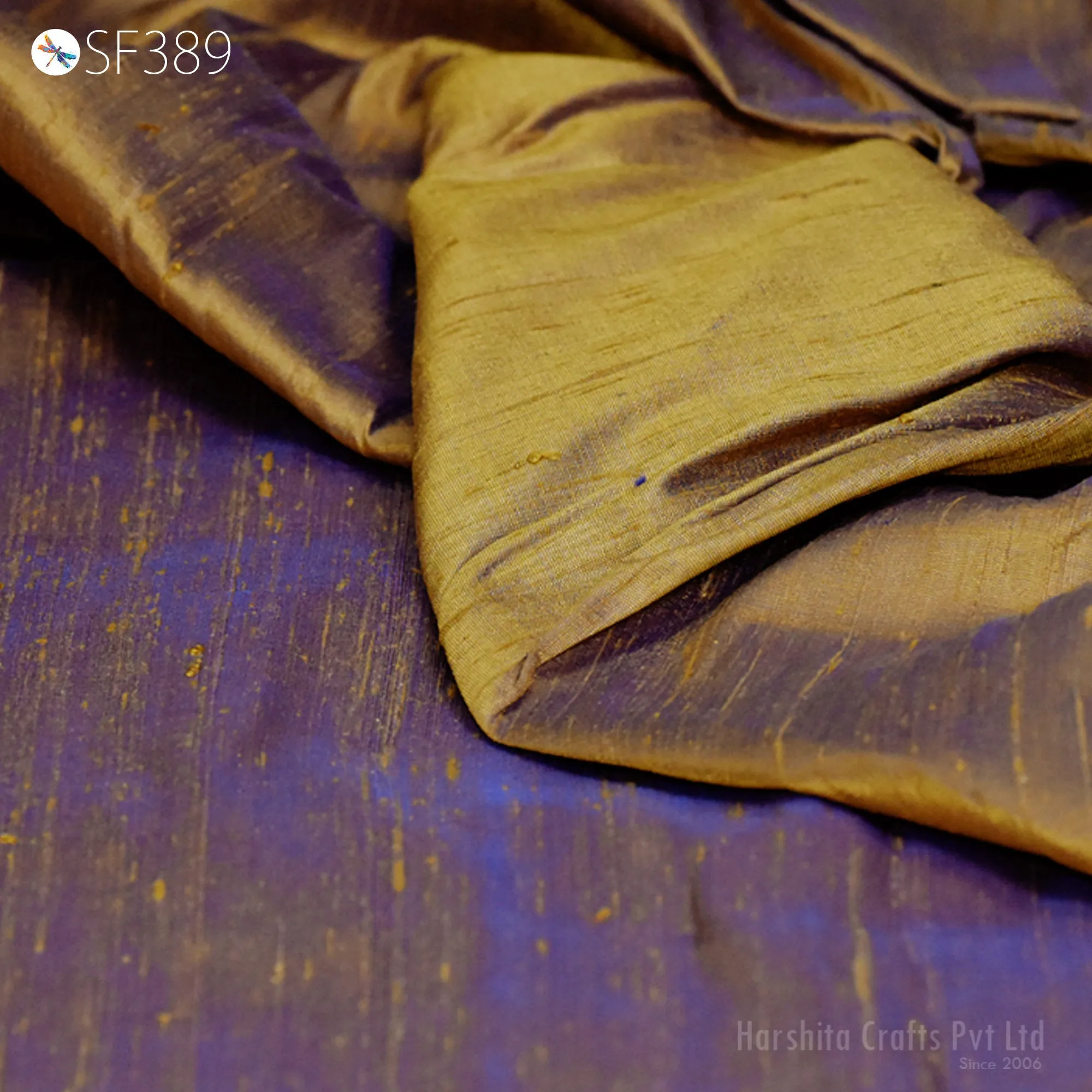 Pure Dupioni Fabric by the Yard Indian Iridescent Brown Blue Shantung Raw Silk Dupion Wedding Bridal Dresses Sewing Upholstery Pillowcase