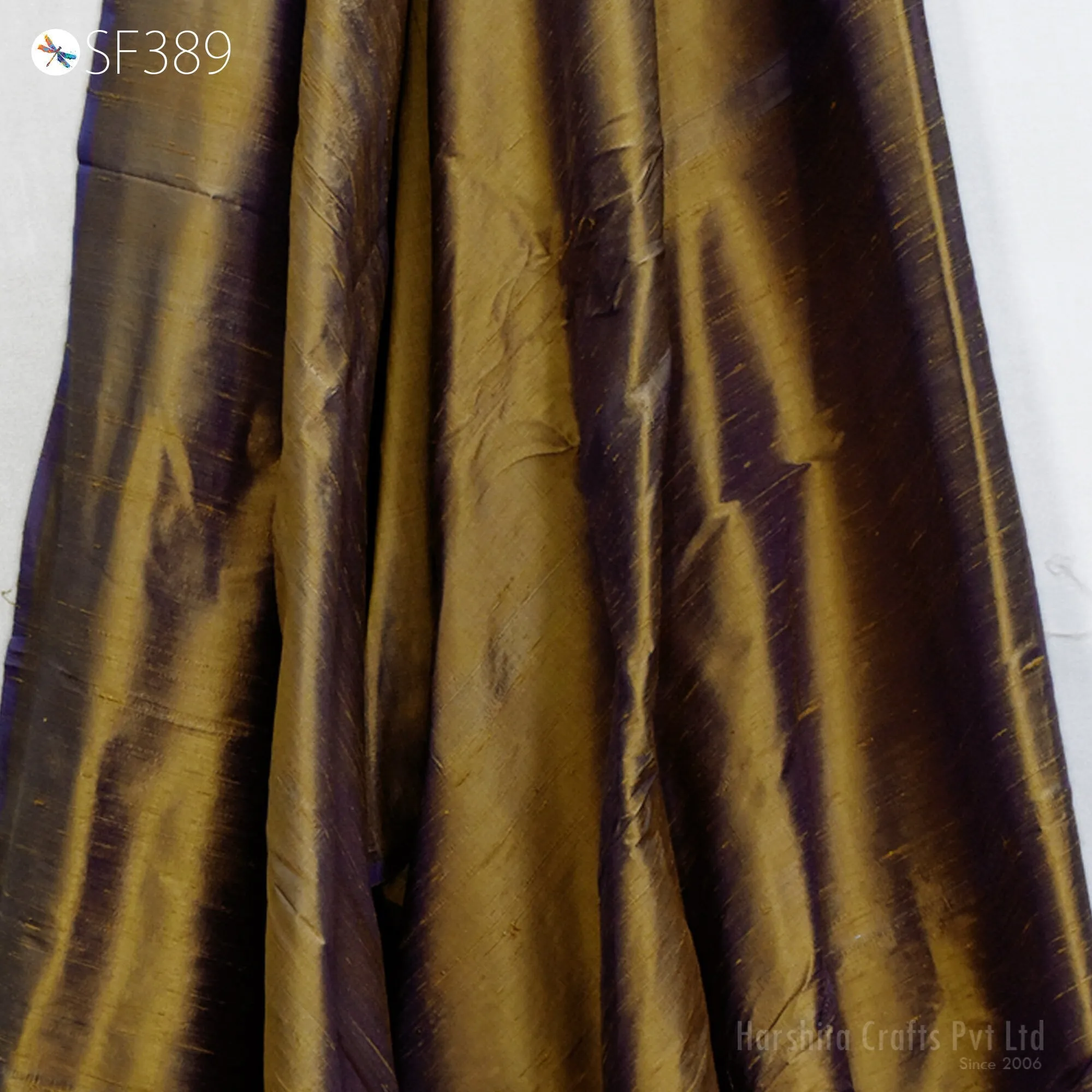 Pure Dupioni Fabric by the Yard Indian Iridescent Brown Blue Shantung Raw Silk Dupion Wedding Bridal Dresses Sewing Upholstery Pillowcase