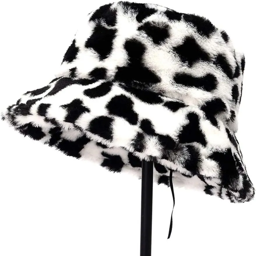 PURFANREE Women's Soft Faux Fur Bucket Hat Fluffy Winter Warmer Fisherman Cap