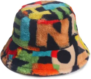 PURFANREE Women's Soft Faux Fur Bucket Hat Fluffy Winter Warmer Fisherman Cap