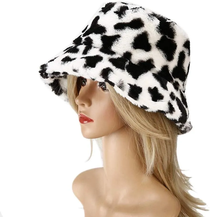 PURFANREE Women's Soft Faux Fur Bucket Hat Fluffy Winter Warmer Fisherman Cap