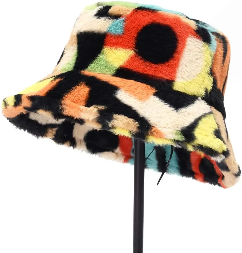 PURFANREE Women's Soft Faux Fur Bucket Hat Fluffy Winter Warmer Fisherman Cap