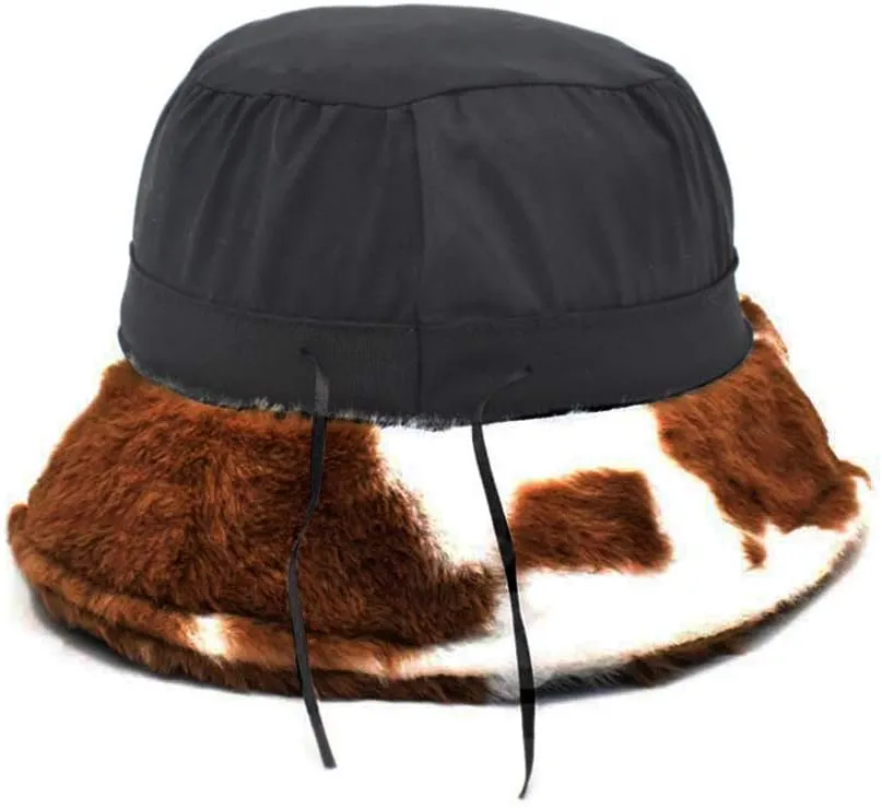 PURFANREE Women's Soft Faux Fur Bucket Hat Fluffy Winter Warmer Fisherman Cap