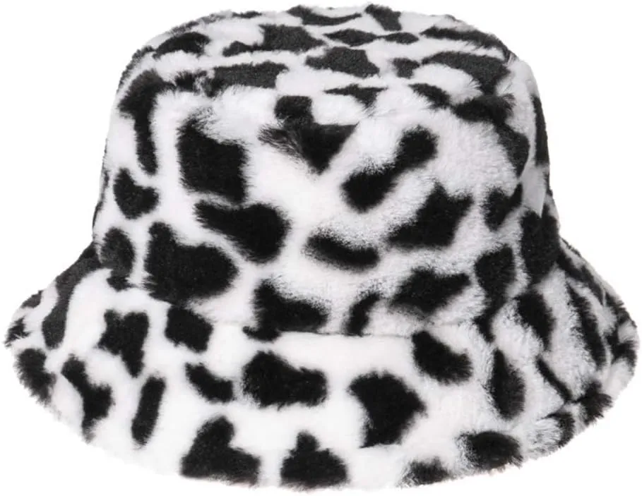 PURFANREE Women's Soft Faux Fur Bucket Hat Fluffy Winter Warmer Fisherman Cap