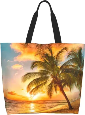Purple Green Fleur De Lis Tote Bag For Women, Shoulder Bags Big Reusable Grocery Handbag For Travel Gym Picnic