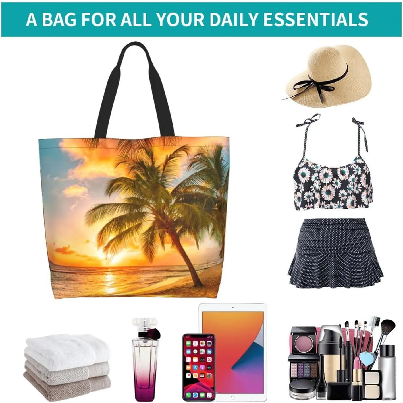Purple Green Fleur De Lis Tote Bag For Women, Shoulder Bags Big Reusable Grocery Handbag For Travel Gym Picnic