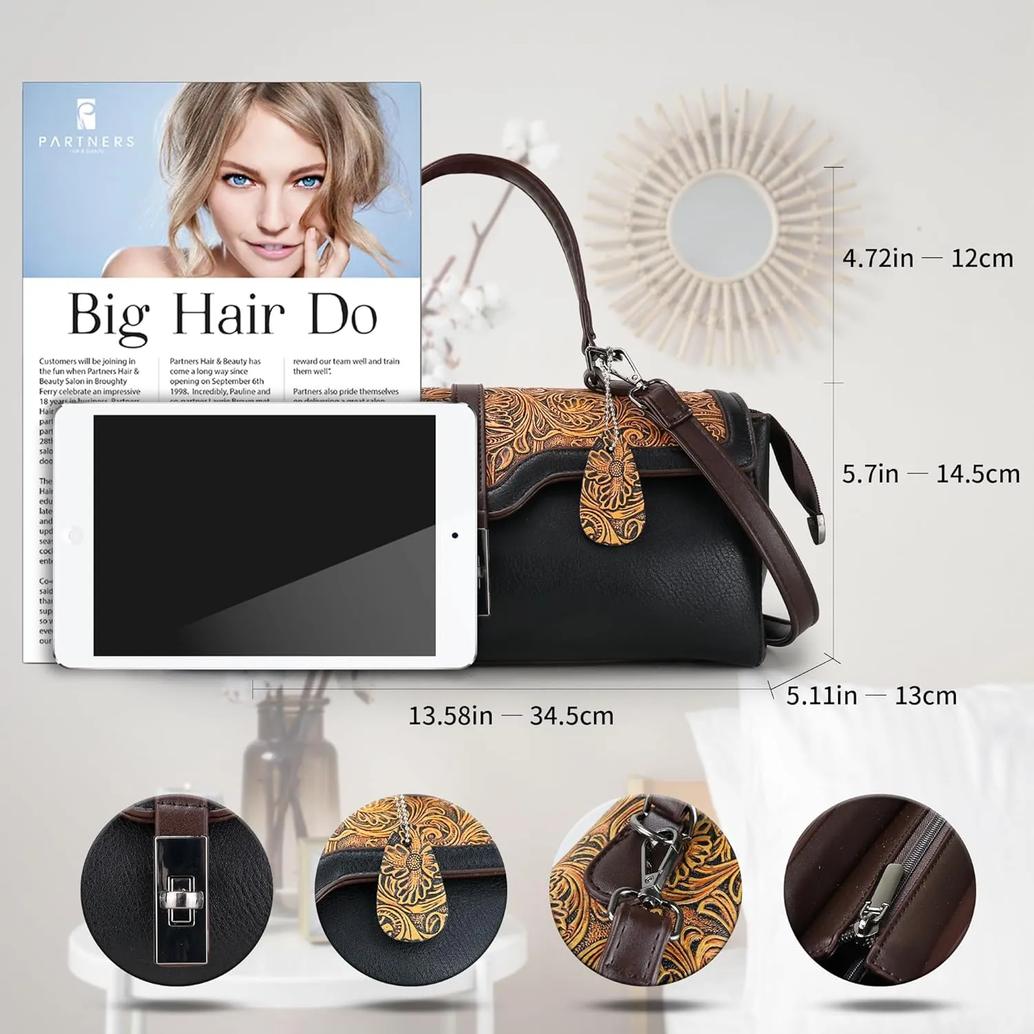 Purse and Handbags for Women Vegan Leather Shoulder Hand Bags Top Handle Satchel Vintage Embossing Pattern