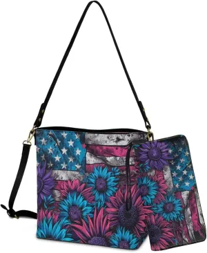 Purse and Wallet Set for Women, Leather Crossbody Bucket Tote Bag with PU Wallet for Travel Party Work