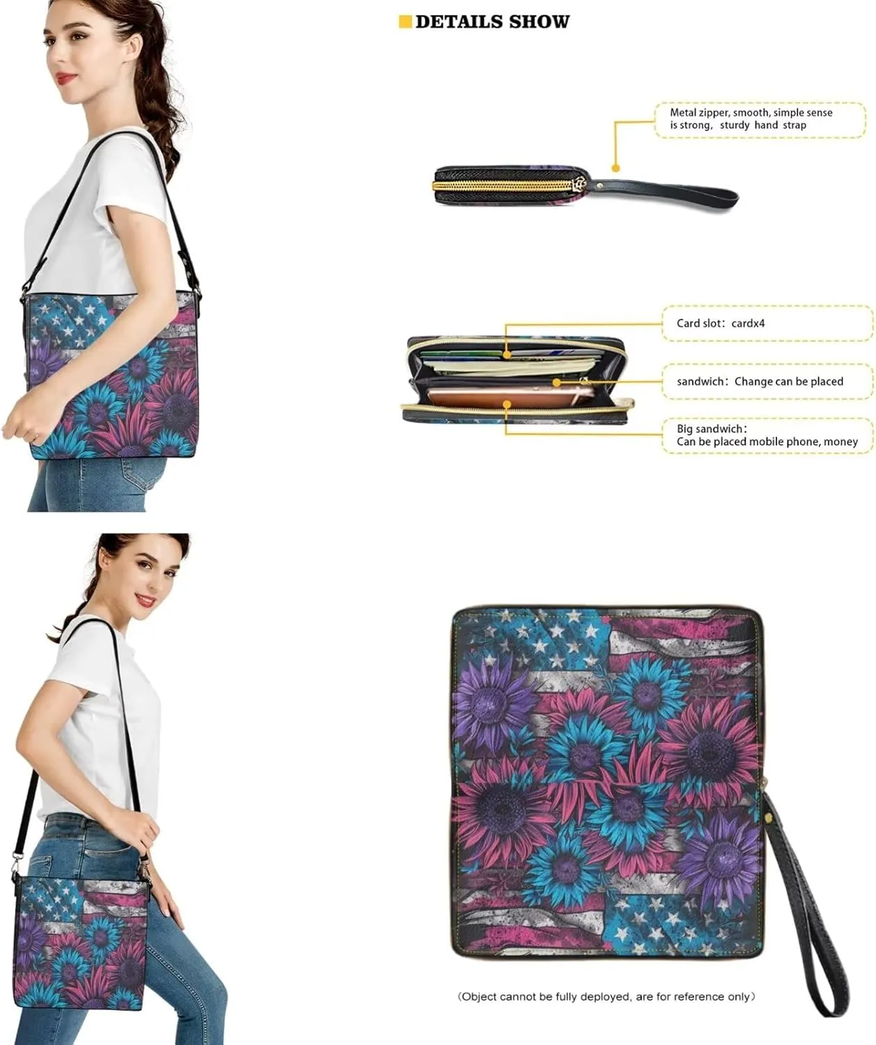 Purse and Wallet Set for Women, Leather Crossbody Bucket Tote Bag with PU Wallet for Travel Party Work