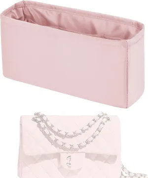 Purse Handbag Silky Organizer Insert Keep Bag Shape Fits Chanel Classic Flap CF Mini Square 17/20/Small/Medium/Jumbo/Maxi Bags, Luxury Handbag Tote Lightweight Sturdy(CF Mini 20,Pink)
