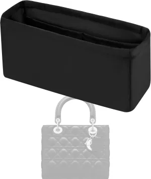 Purse Handbag Silky Organizer Insert Keep Bag Shape Fits DiorLady/Lady D-joy bags, Luxury Handbag Tote Lightweight Sturdy(DiorLady Small,Black)