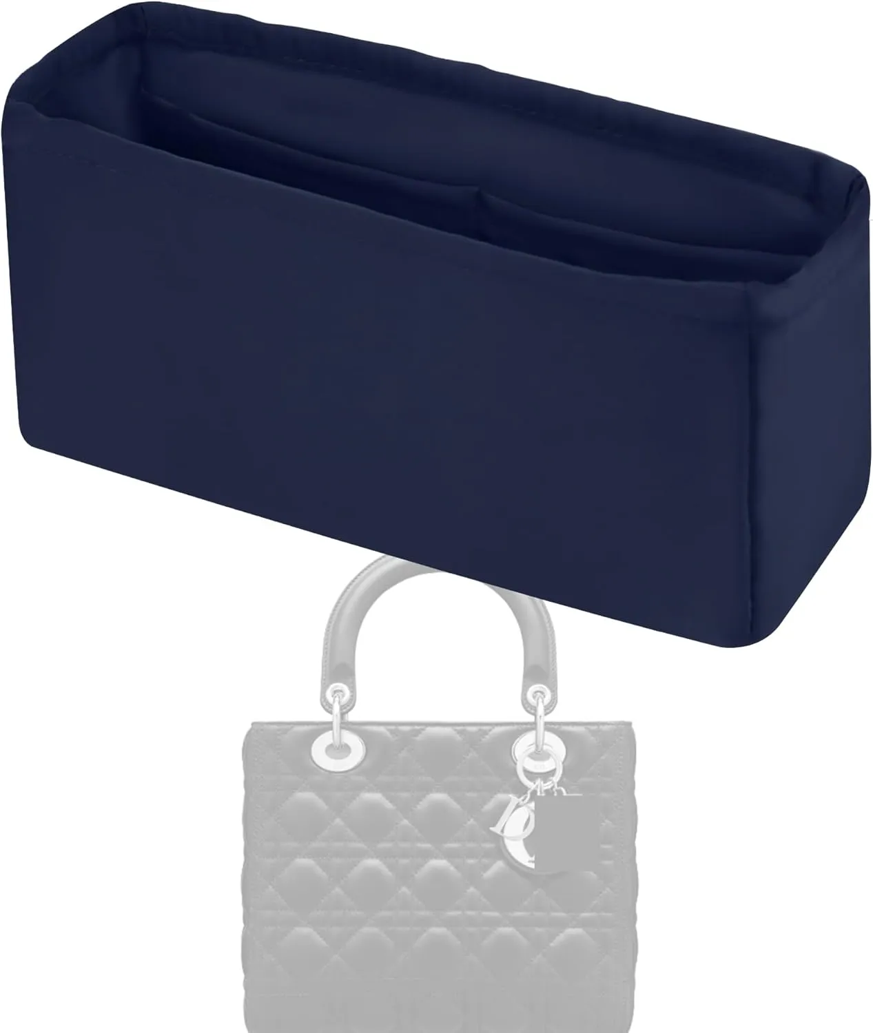 Purse Handbag Silky Organizer Insert Keep Bag Shape Fits DiorLady/Lady D-joy bags, Luxury Handbag Tote Lightweight Sturdy(DiorLady Small,Blue nuit)