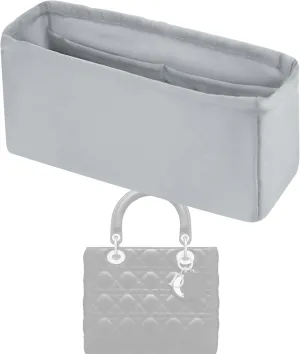 Purse Handbag Silky Organizer Insert Keep Bag Shape Fits DiorLady/Lady D-joy bags, Luxury Handbag Tote Lightweight Sturdy(DiorLady Small,Pearl gray)