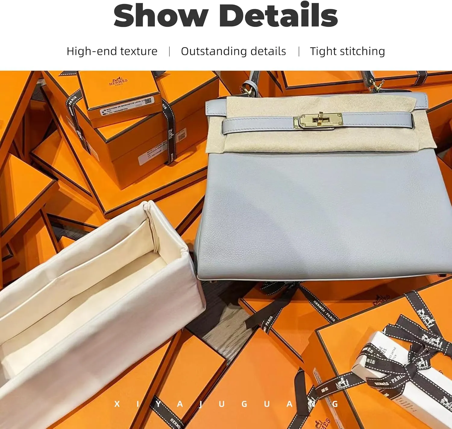 Purse Handbag Silky Organizer Insert Keep Bag Shape Fits Herme Kelly Pochette/Mini/20/25/32/35/40 bags, Luxury Handbag Tote Lightweight Sturdy(Kelly 28,Craie)