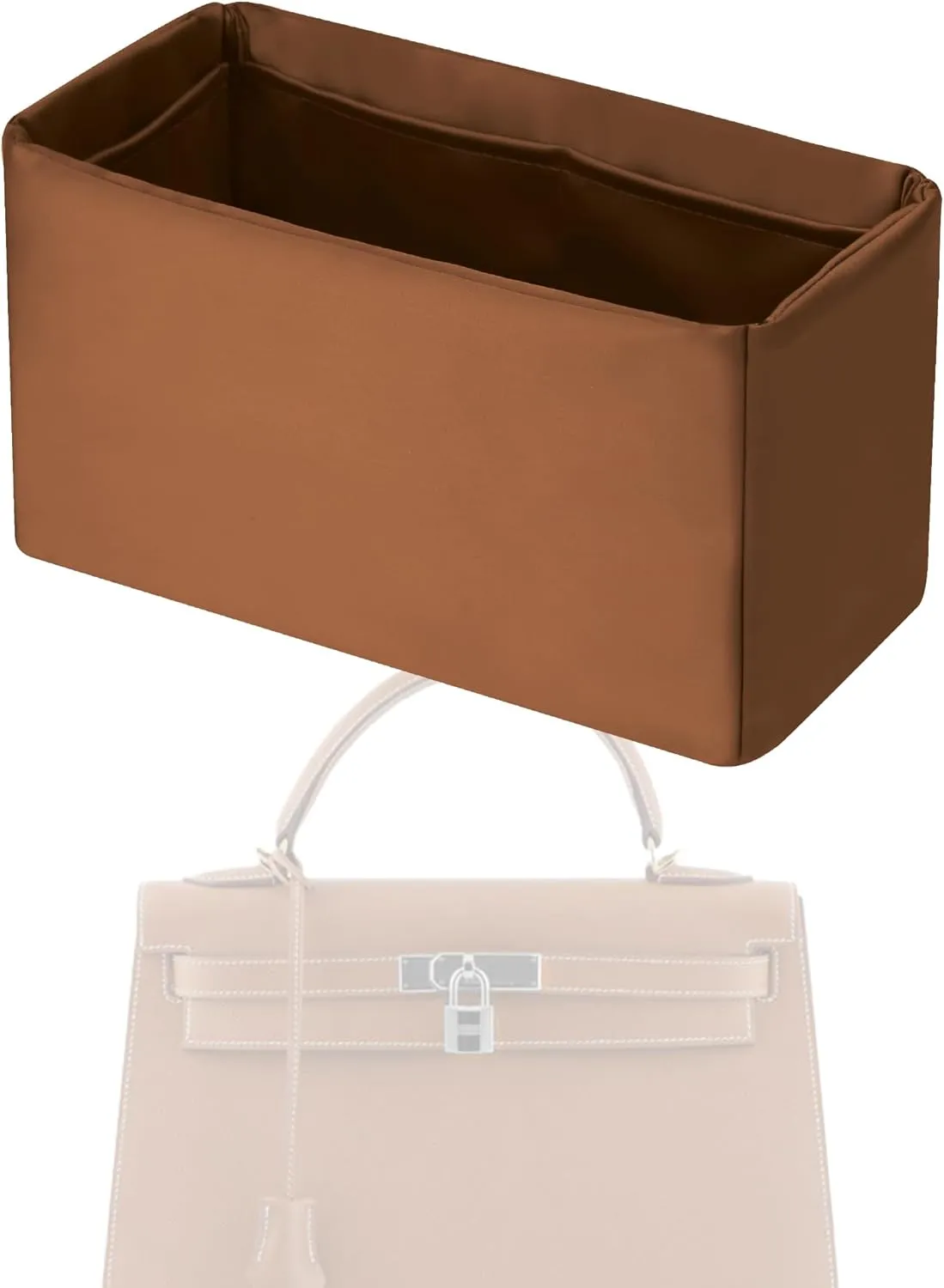 Purse Handbag Silky Organizer Insert Keep Bag Shape Fits Herme Kelly Pochette/Mini/20/25/32/35/40 bags, Luxury Handbag Tote Lightweight Sturdy(Kelly 28,Gold)