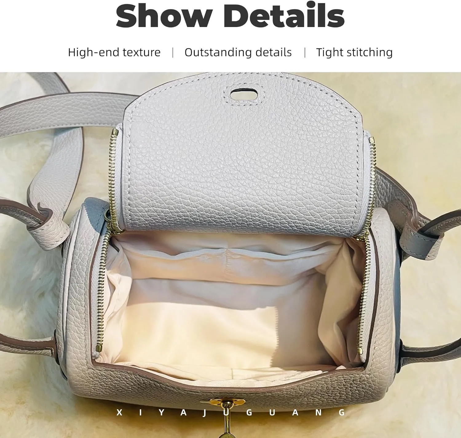 Purse Handbag Silky Organizer Insert Keep Bag Shape Fits Herme Lindy 19/26/30/34 bags, Luxury Handbag Tote Lightweight Sturdy(Craie,LD 19)