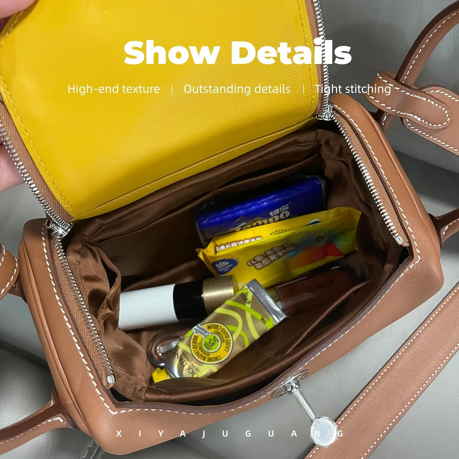 Purse Handbag Silky Organizer Insert Keep Bag Shape Fits Herme Lindy 19/26/30/34 bags, Luxury Handbag Tote Lightweight Sturdy(Gold,LD 19)