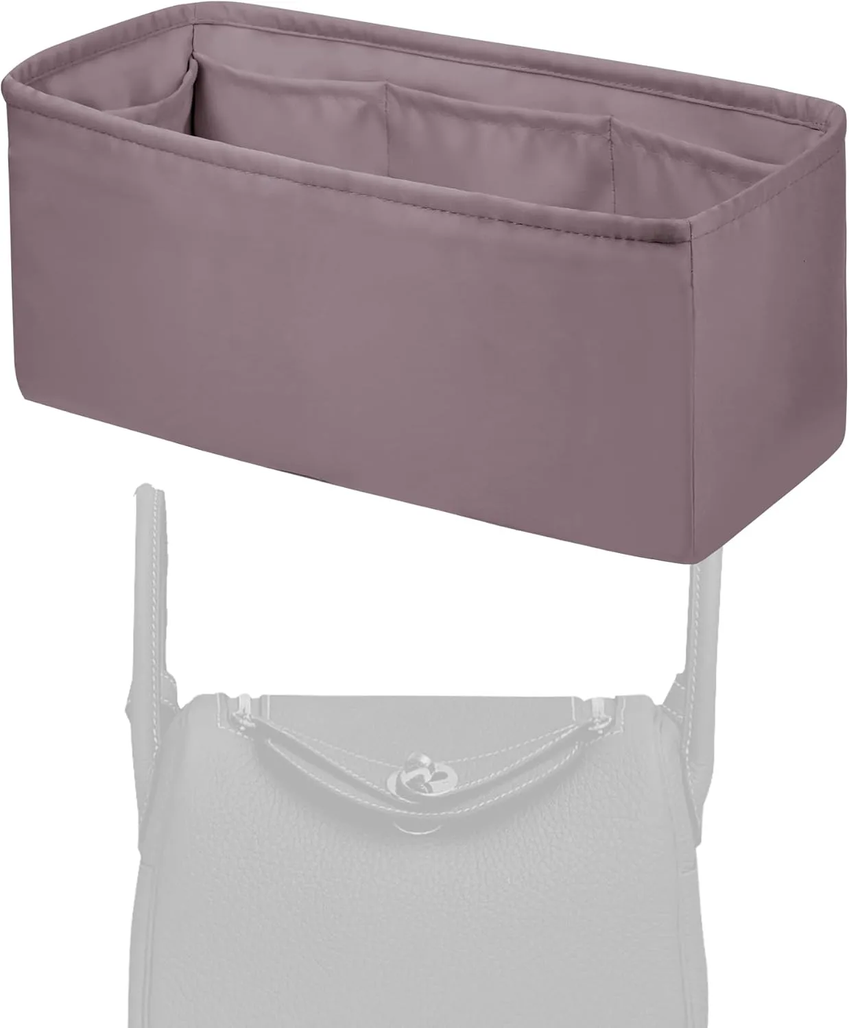 Purse Handbag Silky Organizer Insert Keep Bag Shape Fits Herme Lindy 19/26/30/34 bags, Luxury Handbag Tote Lightweight Sturdy(Konjac Purple,LD 19)