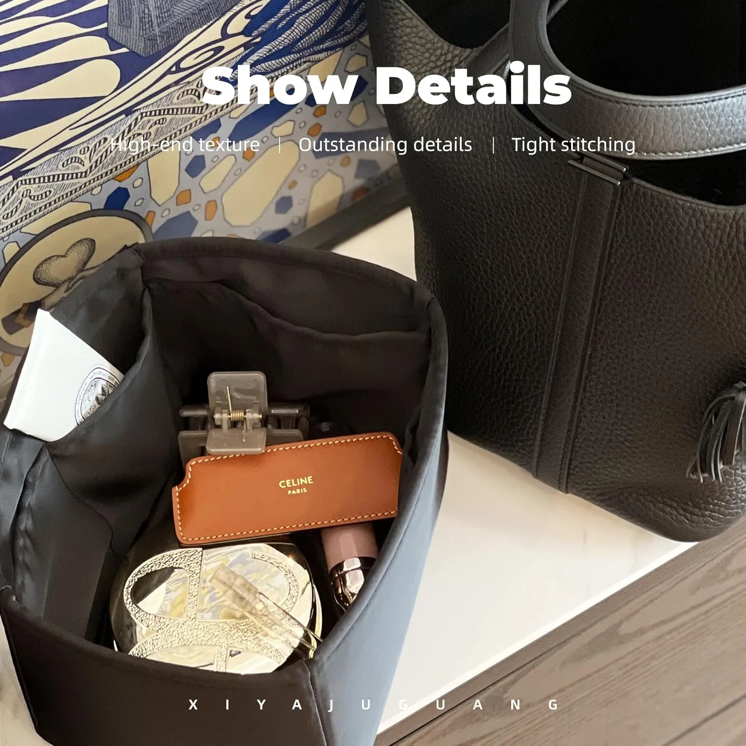 Purse Handbag Silky Organizer Insert Keep Bag Shape Fits Herme Picotin 14/18/22/26 bags, Luxury Handbag Tote