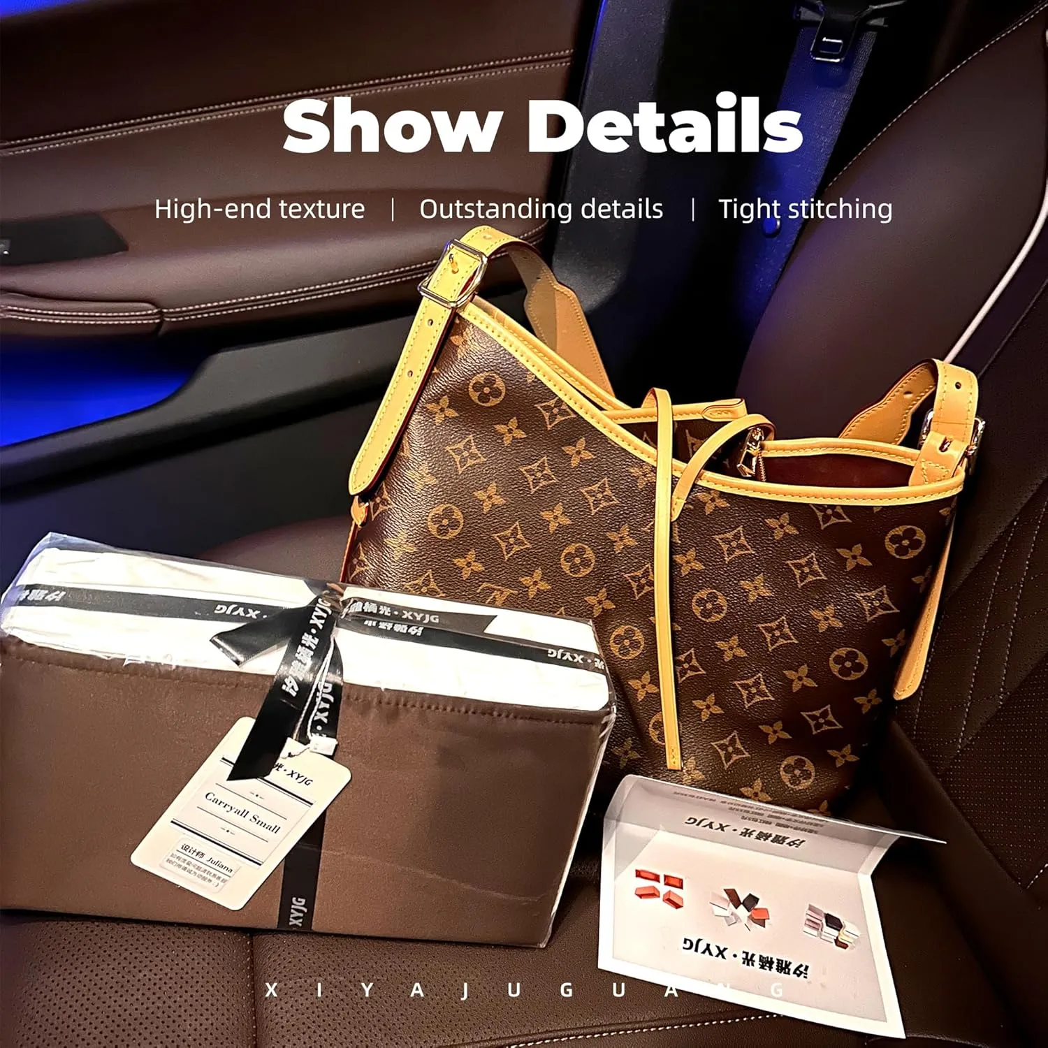 Purse Handbag Silky Organizer Insert Keep Bag Shape Fits LV Caryyall PM/MM bags, Luxury Handbag Tote Lightweight Sturdy(Carryall MM,Coffee Brown)