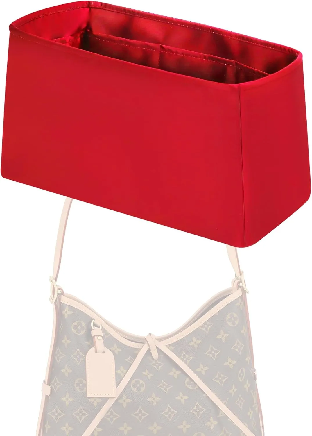 Purse Handbag Silky Organizer Insert Keep Bag Shape Fits LV Caryyall PM/MM bags, Luxury Handbag Tote Lightweight Sturdy(Carryall MM,Rouge moyen)